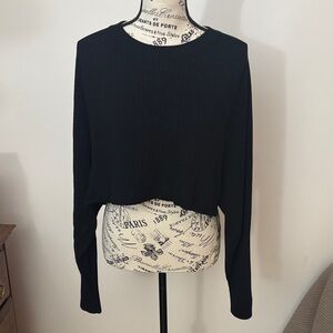 Victoria's Secret Black Ribbed Cropped Sweater